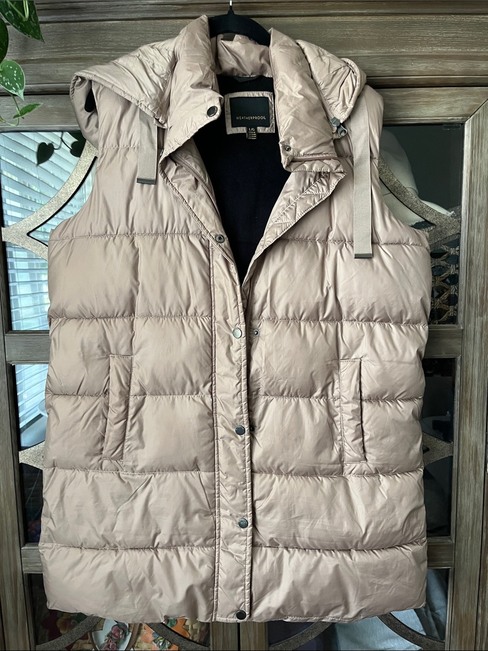 Weatherproof NWOT Women's Taupe Quilted Hooded Puffer Vest